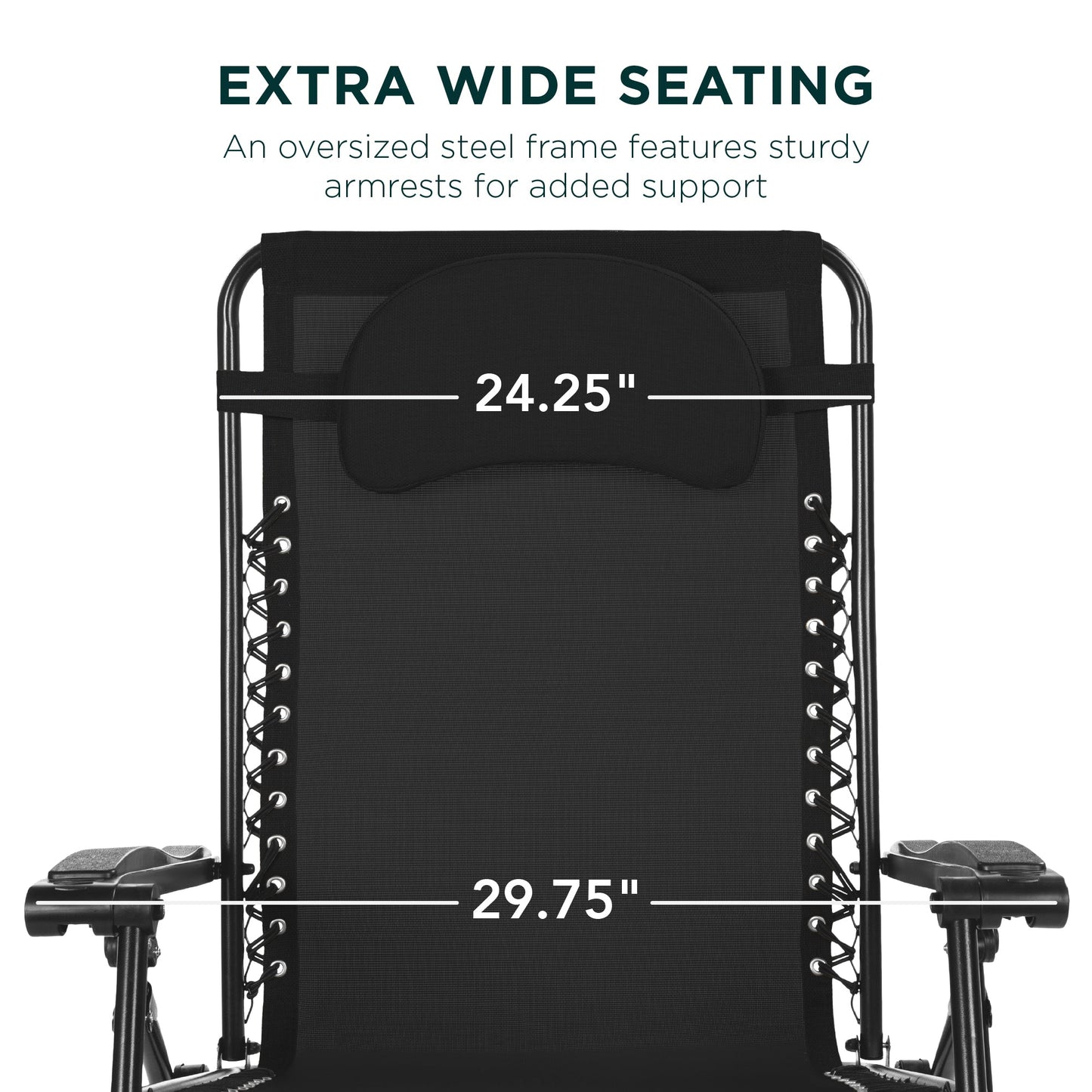 Oversized Reclining Zero Gravity Chair Lounger w/ Cup Holder, Pillow