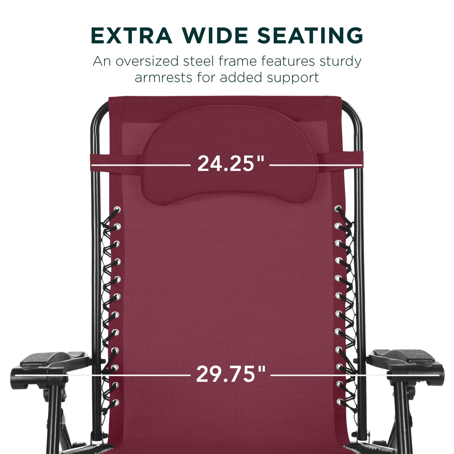 Oversized Reclining Zero Gravity Chair Lounger w/ Cup Holder, Pillow