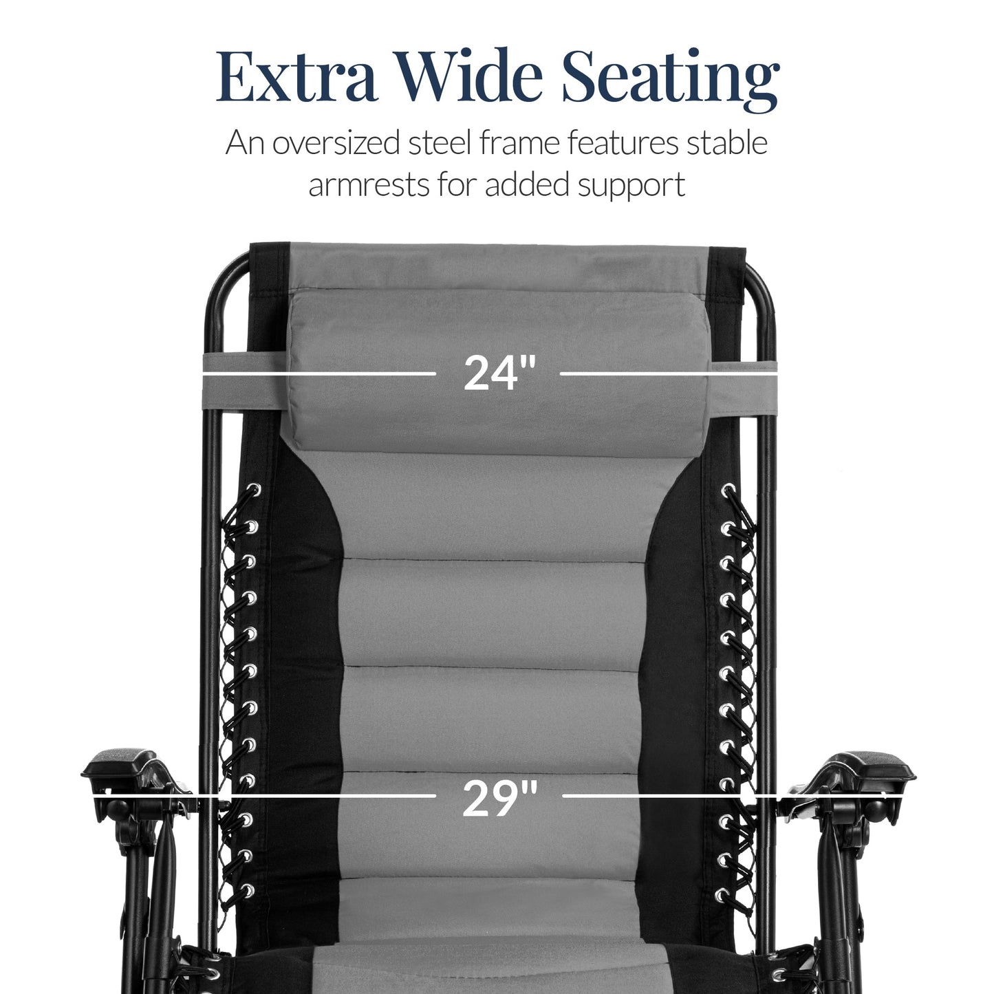 Oversized Padded Zero Gravity Chair, Folding Recliner w/ Headrest, Side Tray