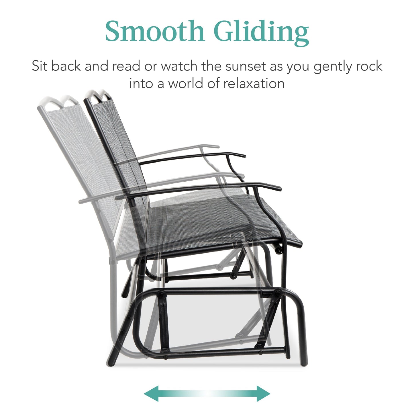 2-Person Patio Loveseat Swing Glider, Bench Rocker w/ Armrests