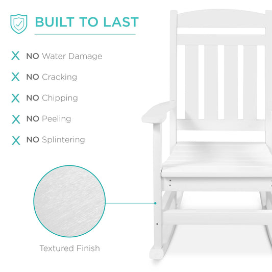 All-Weather Indoor Outdoor Porch Rocking Chair w/ 300lb Weight Capacity