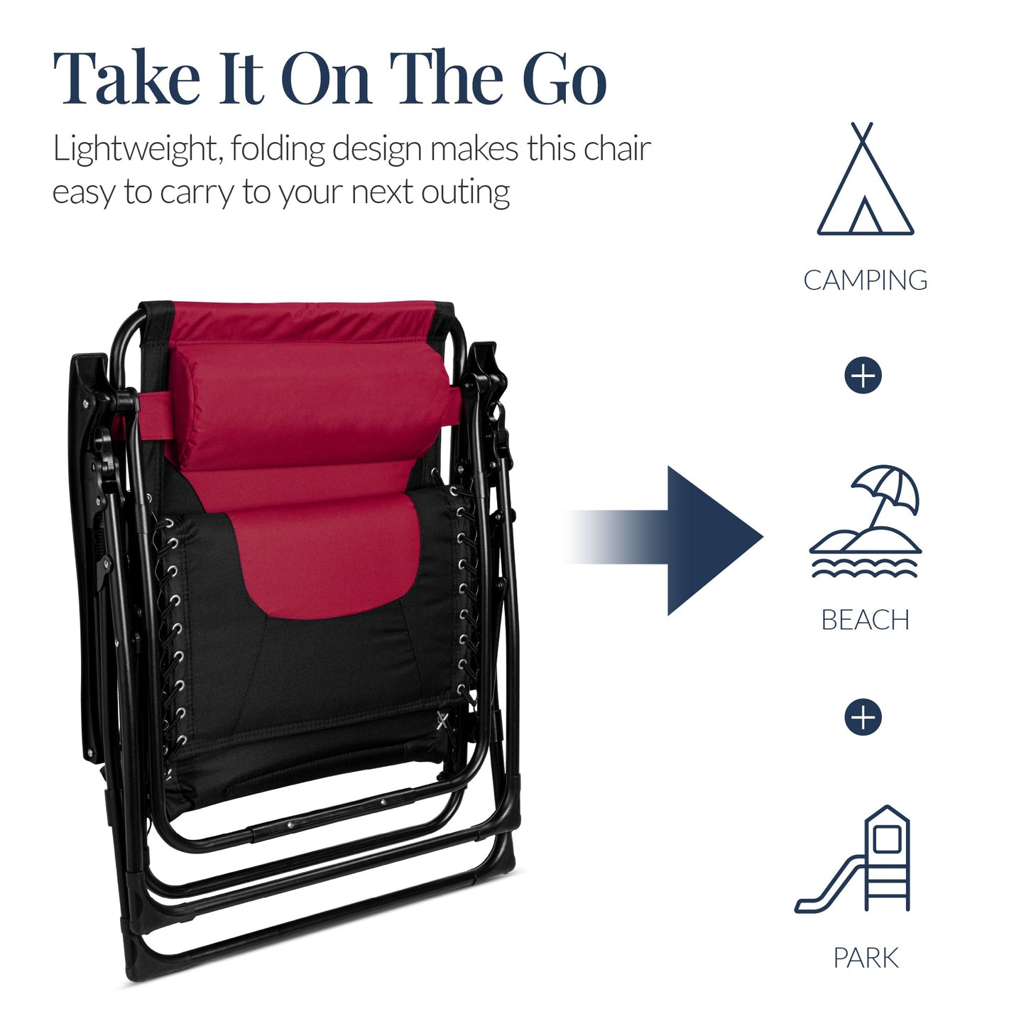 Oversized Padded Zero Gravity Chair, Folding Recliner w/ Headrest, Side Tray