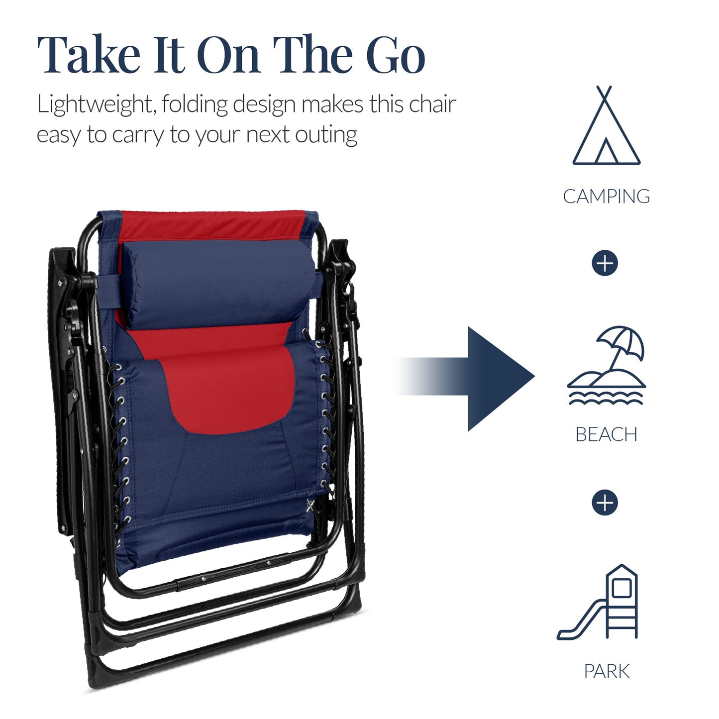 Oversized Padded Zero Gravity Chair, Folding Recliner w/ Headrest, Side Tray