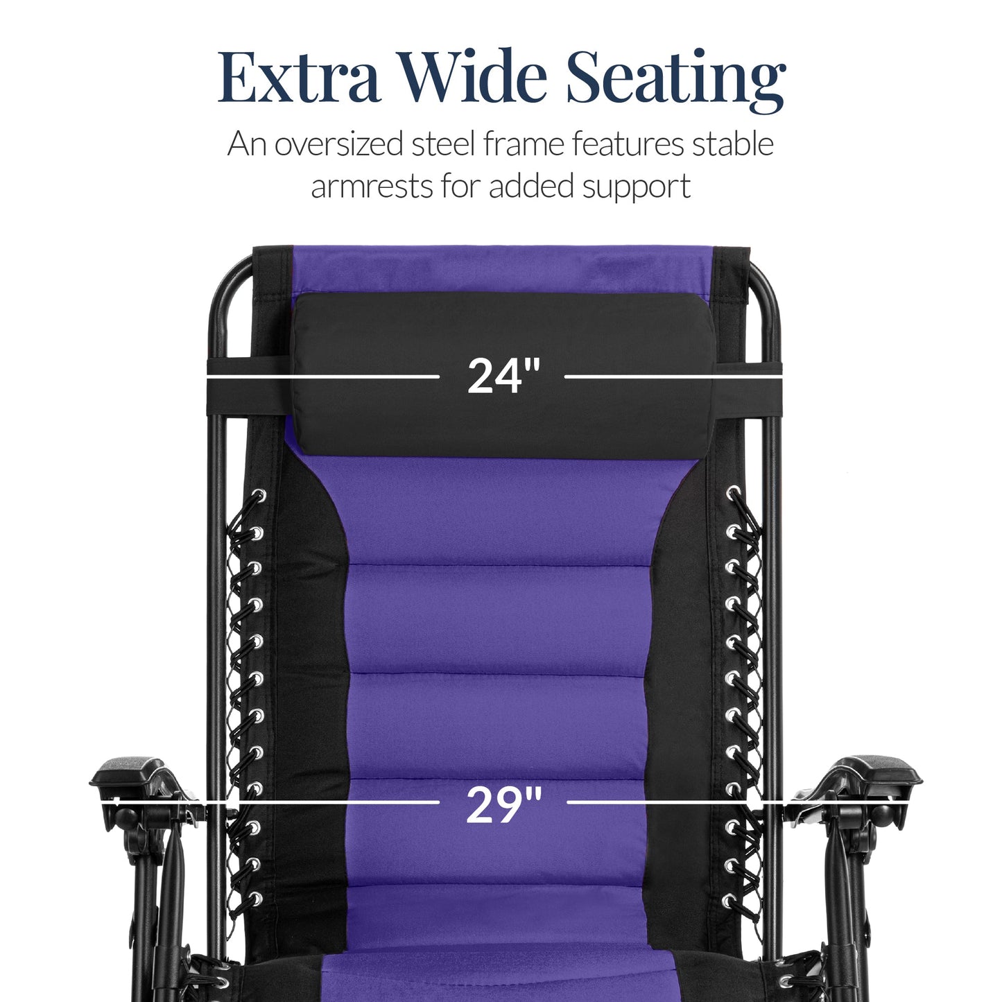 Oversized Padded Zero Gravity Chair, Folding Recliner w/ Headrest, Side Tray
