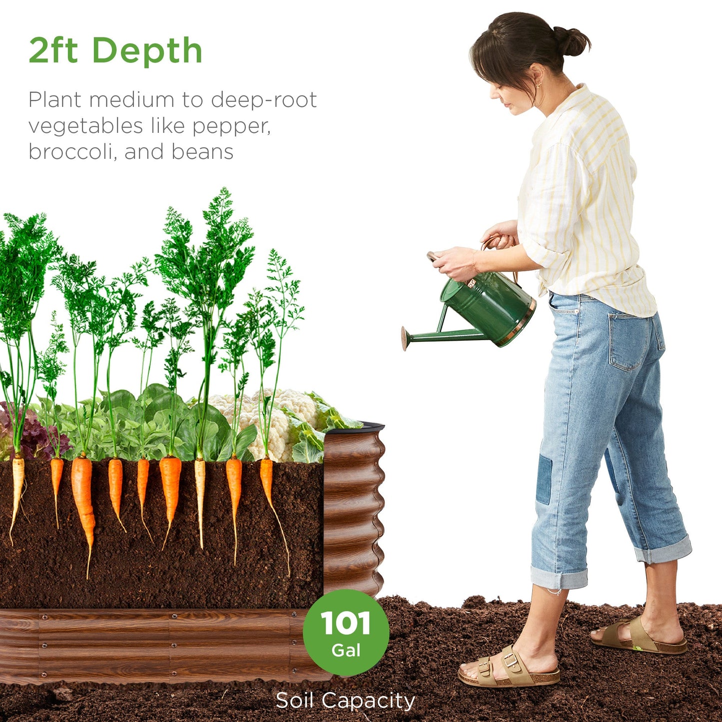 Outdoor Raised Metal Oval Garden Bed, Planter Box - 4x2x2ft