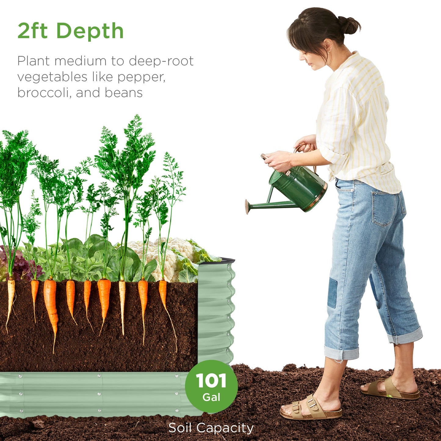 Outdoor Raised Metal Oval Garden Bed, Planter Box - 4x2x2ft