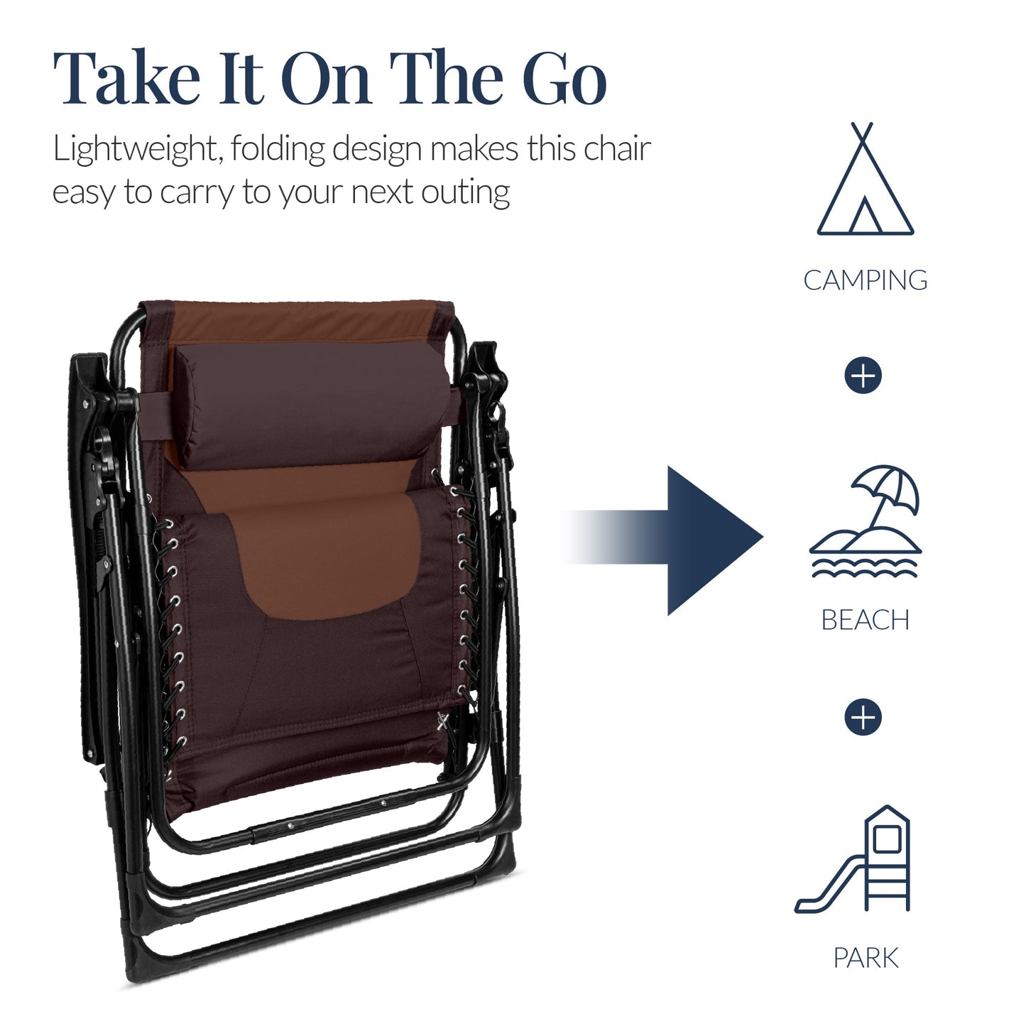Oversized Padded Zero Gravity Chair, Folding Recliner w/ Headrest, Side Tray
