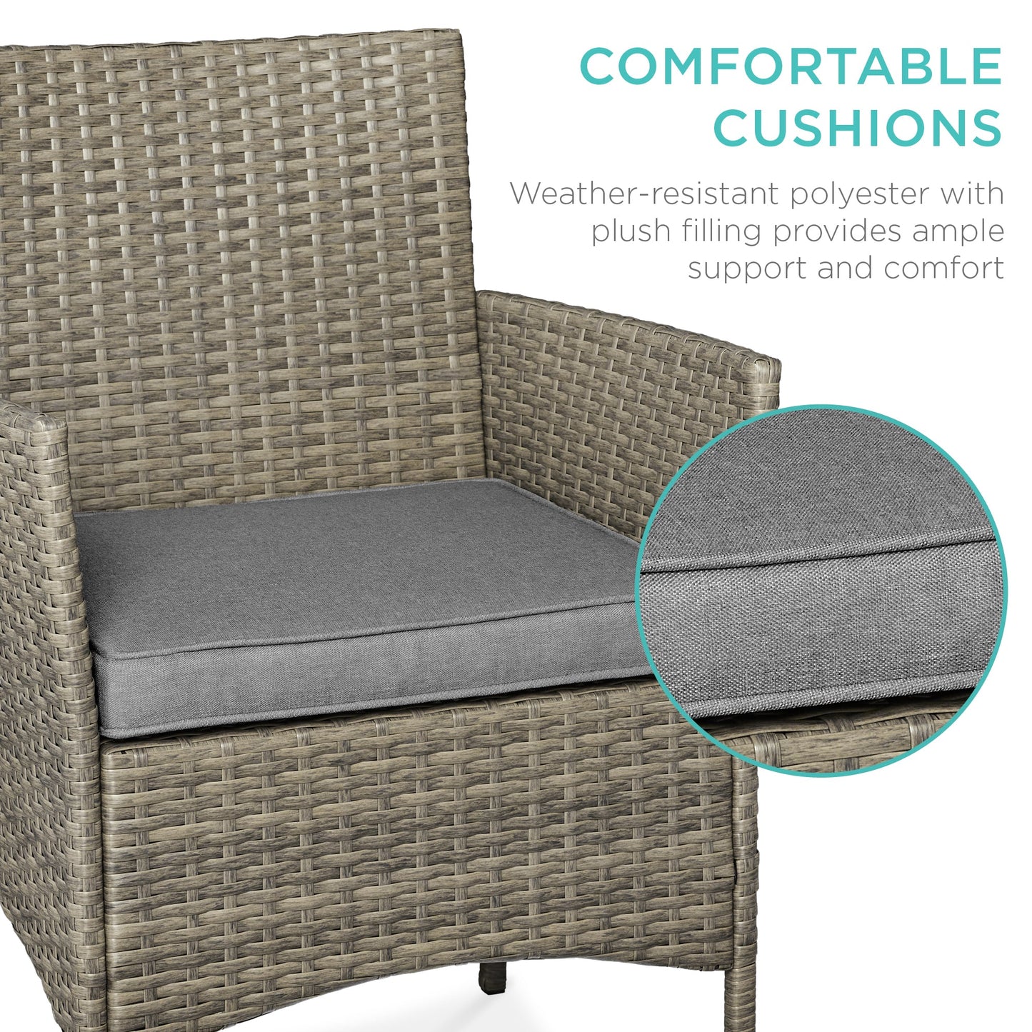 3-Piece Outdoor Patio Wicker Bistro Set w/ Side Storage Table