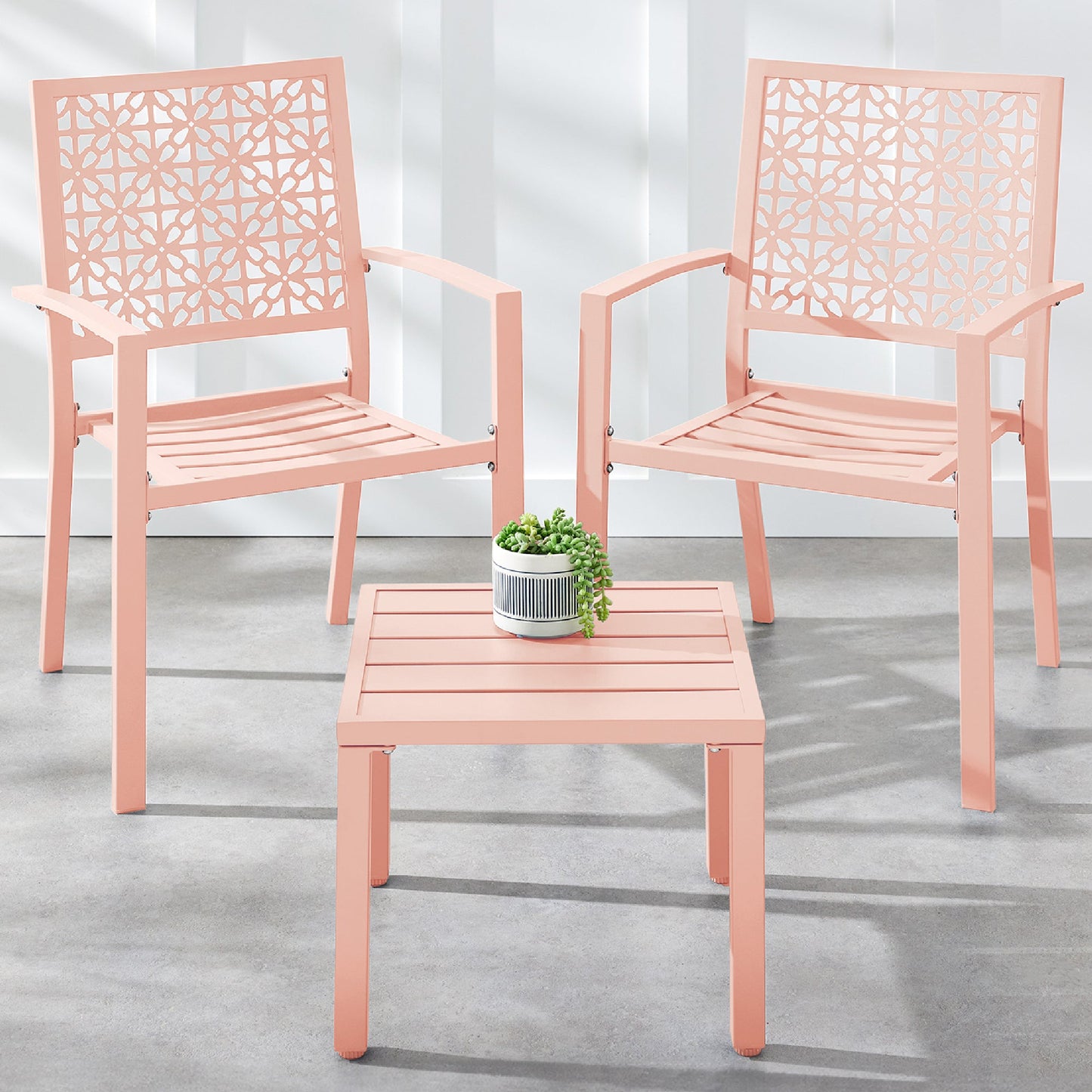 3-Piece Stackable Steel Outdoor Conversation Bistro Set