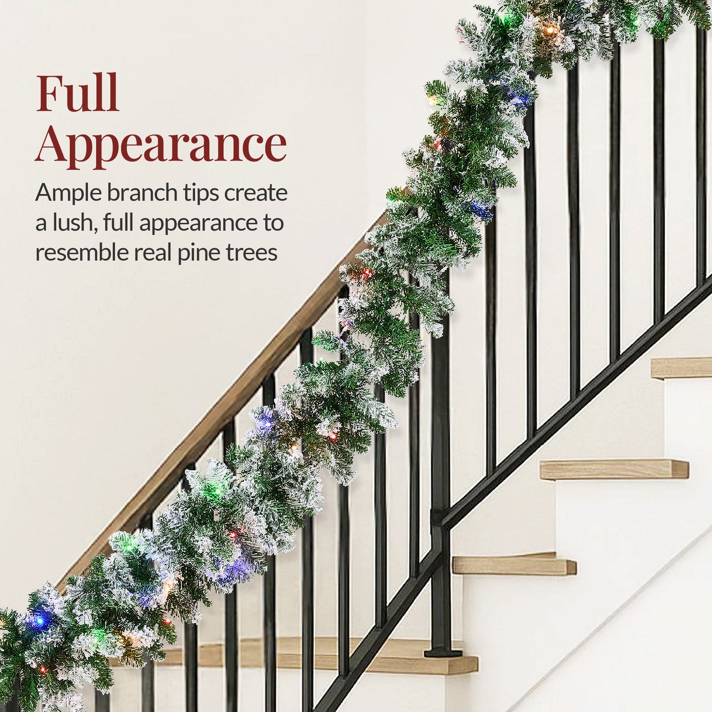 9ft Pre-Lit Christmas Garland w/ 50 Lights, Pine Cones, Berries