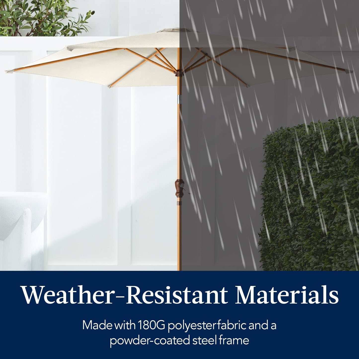 Outdoor Woodgrain Pattern Patio Umbrella Decoration w/ Tilt, Crank - 10ft