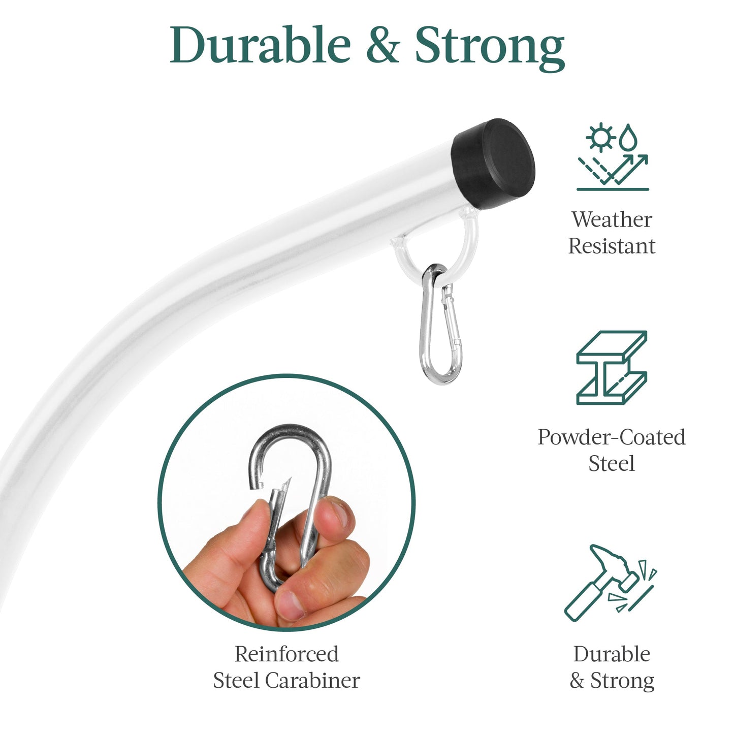 Curved Hanging Hammock C-Stand w/ All-Weather, Steel Frame - Stand Only