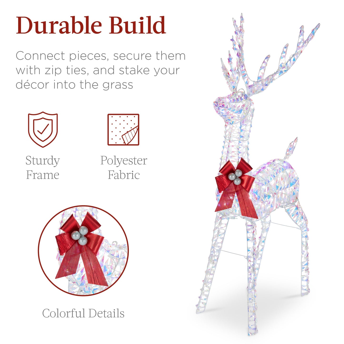 Lighted Christmas Reindeer & Sleigh Outdoor Decor Set w/ LED Lights