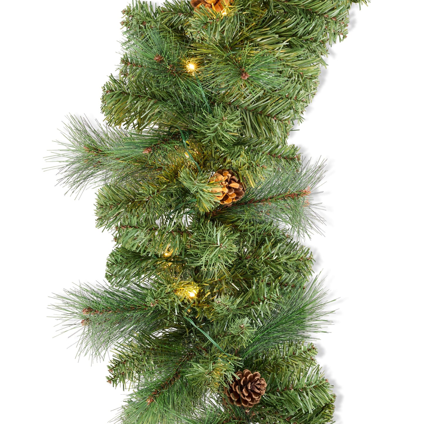 9ft Pre-Lit Christmas Garland w/ 50 Lights, Pine Cones, Berries