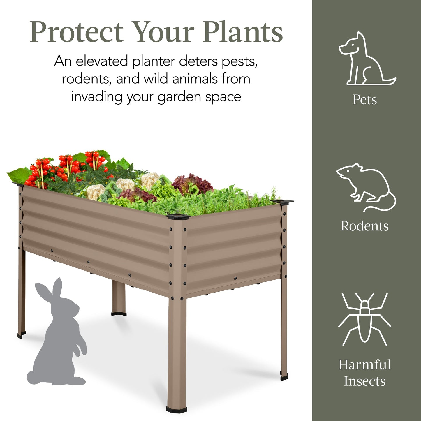 Elevated Galvanized Metal Garden Bed w/ Corner Protectors - 48x24x30in