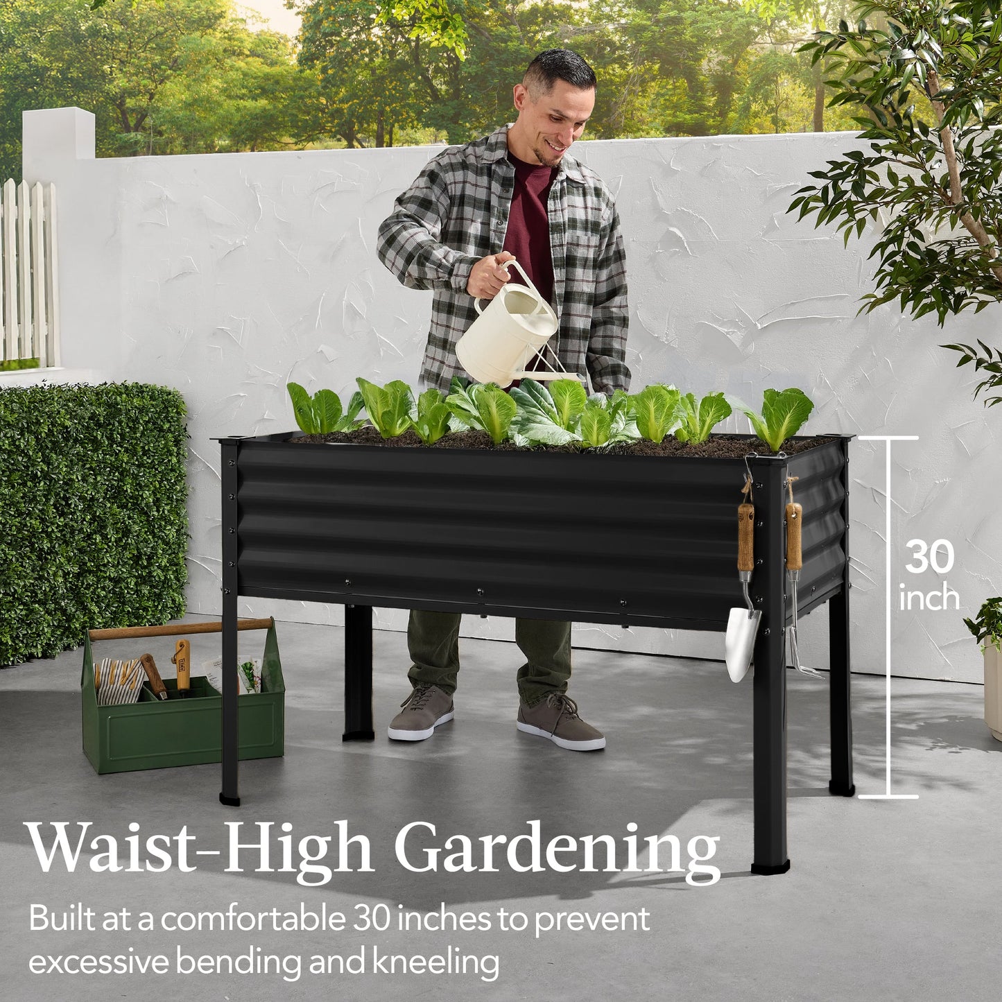 Elevated Galvanized Metal Garden Bed w/ Corner Protectors - 48x24x30in