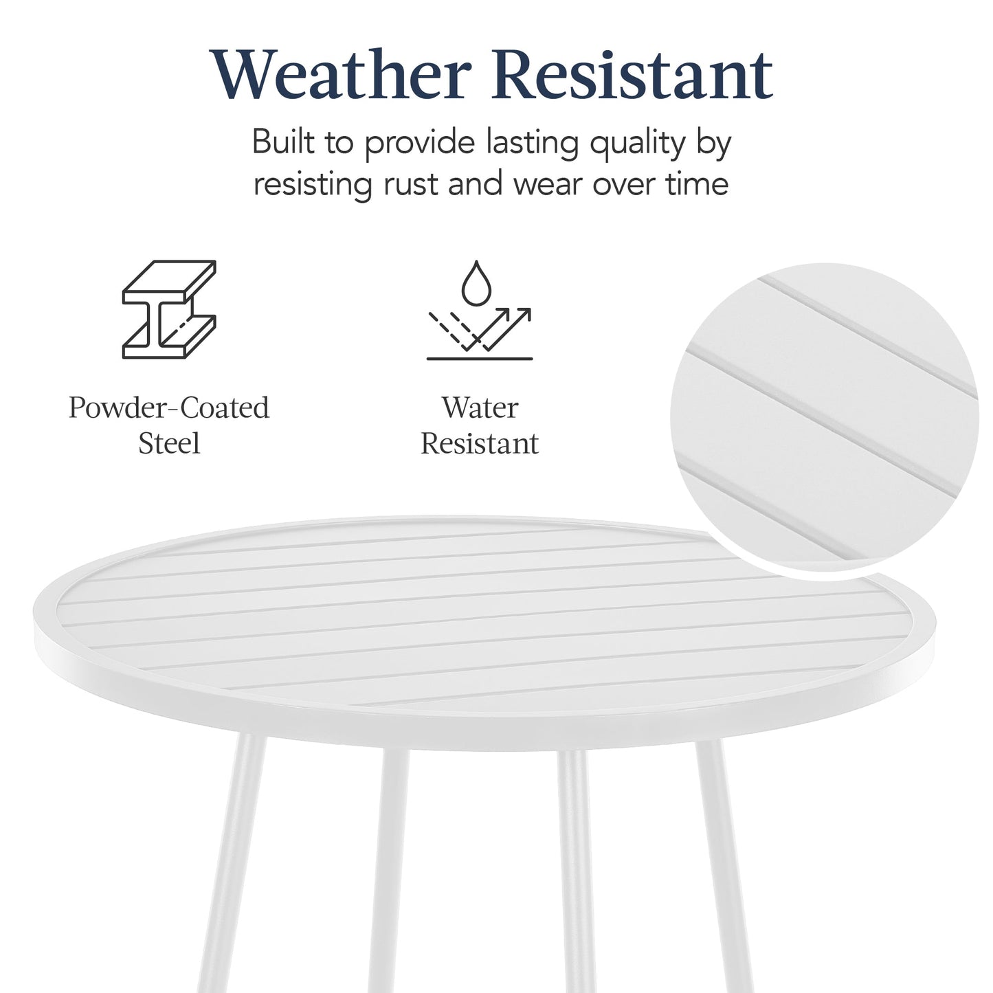 3-Piece Patio Bar Height Bistro Set w/ Backless Stools, Slatted Design