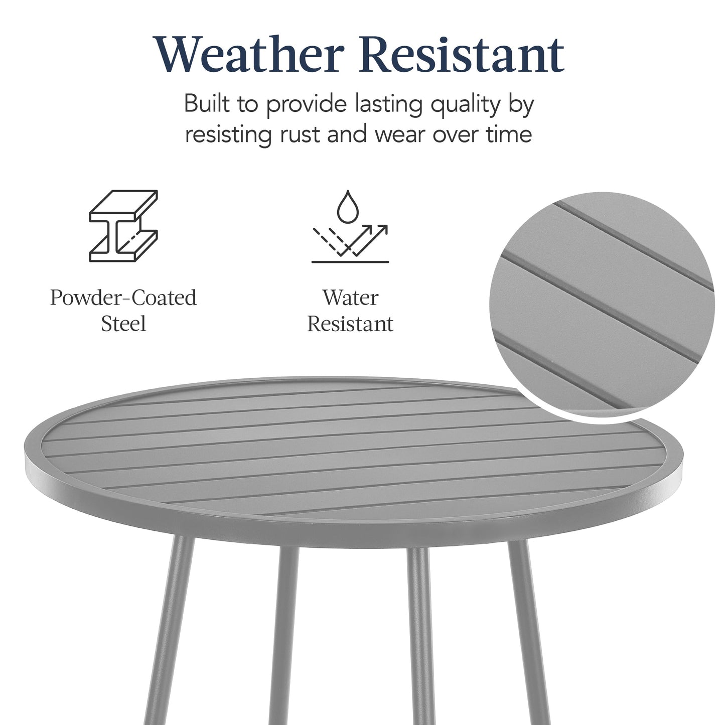 3-Piece Patio Bar Height Bistro Set w/ Backless Stools, Slatted Design