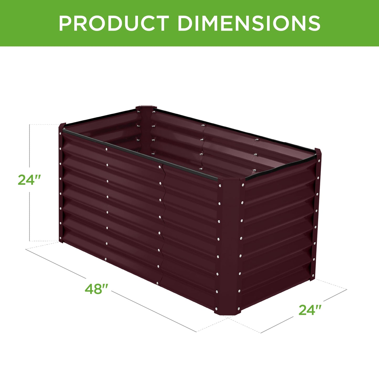 Outdoor Raised Metal Garden Bed for Vegetables, Flowers, Herbs - 4x2x2ft