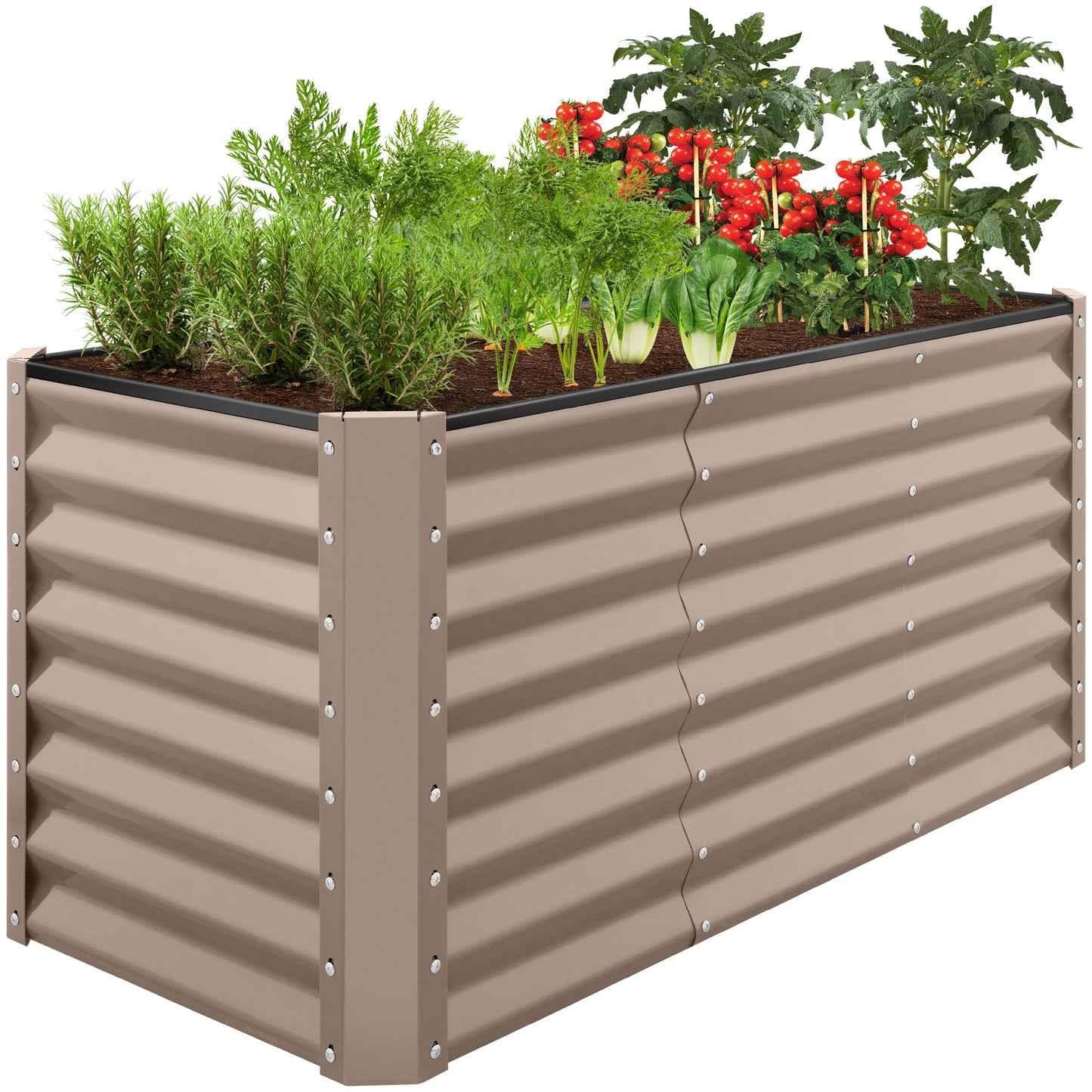 Outdoor Raised Metal Garden Bed for Vegetables, Flowers, Herbs - 4x2x2ft
