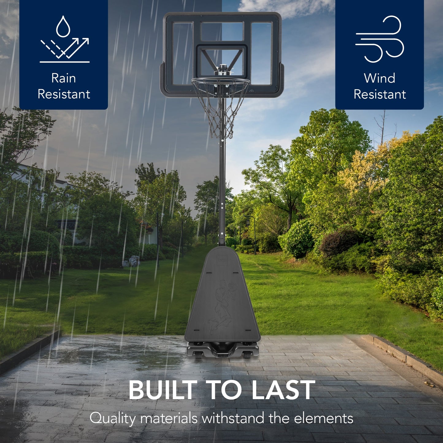 Adjustable 4.4-10ft Basketball Hoop, w/ Shatterproof Backboard, Ball Return
