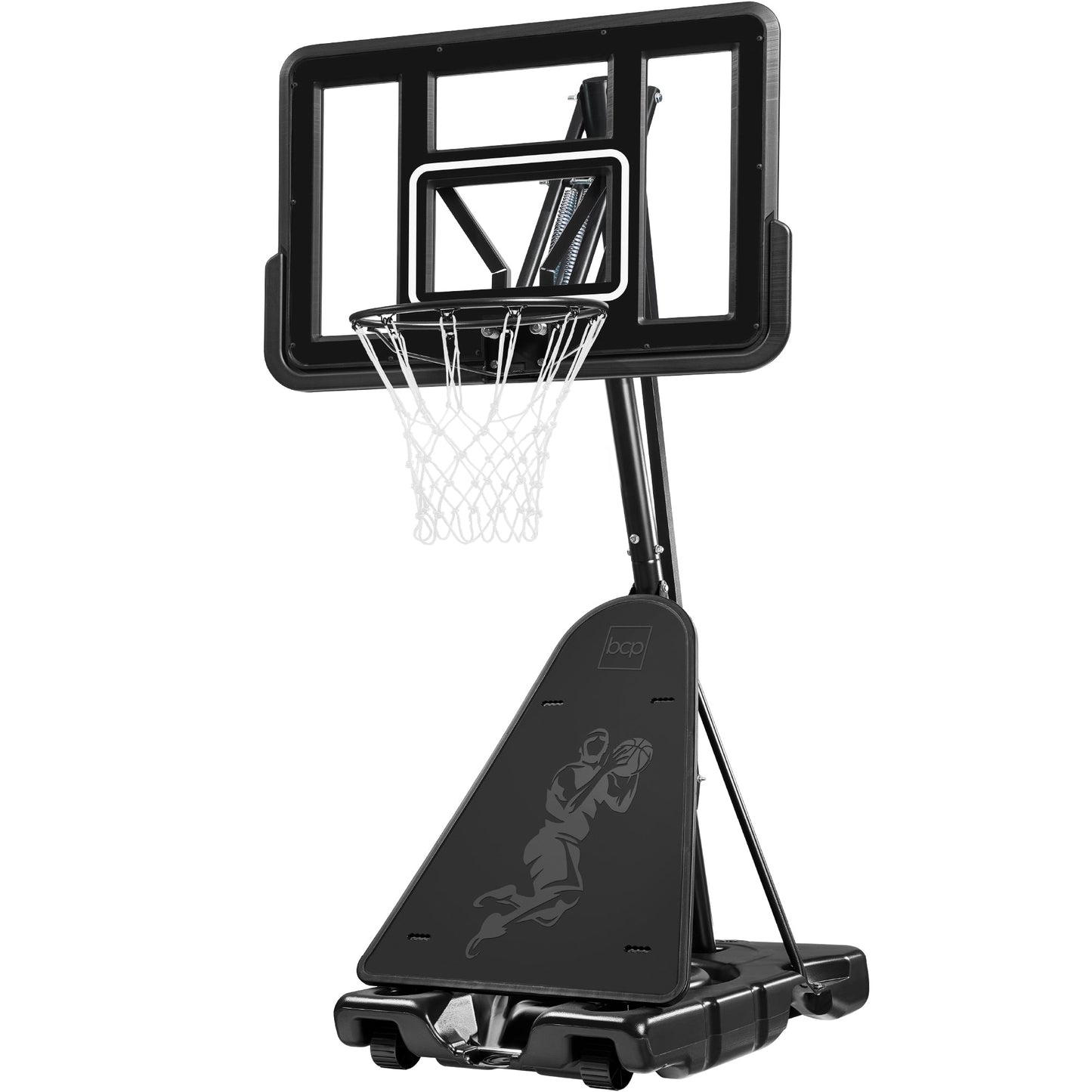 Adjustable 4.4-10ft Basketball Hoop, w/ Shatterproof Backboard, Ball Return