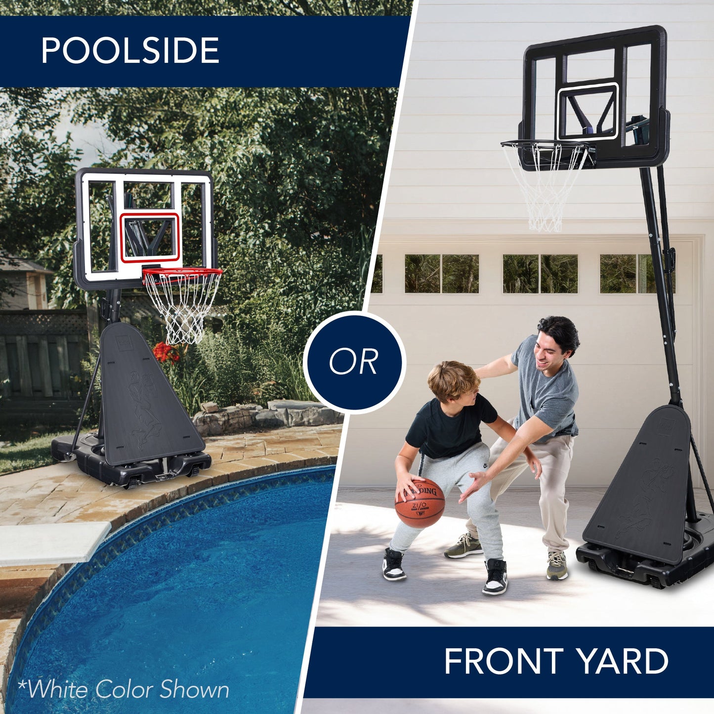 Adjustable 4.4-10ft Basketball Hoop, w/ Shatterproof Backboard, Ball Return