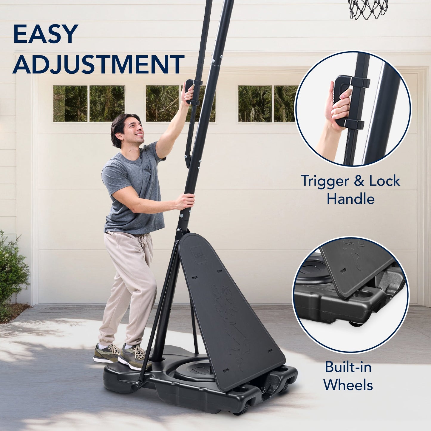 Adjustable 4.4-10ft Basketball Hoop, w/ Shatterproof Backboard, Ball Return