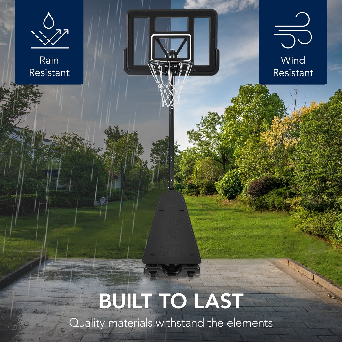 Adjustable 4.4-10ft Basketball Hoop, w/ Shatterproof Backboard, Ball Return