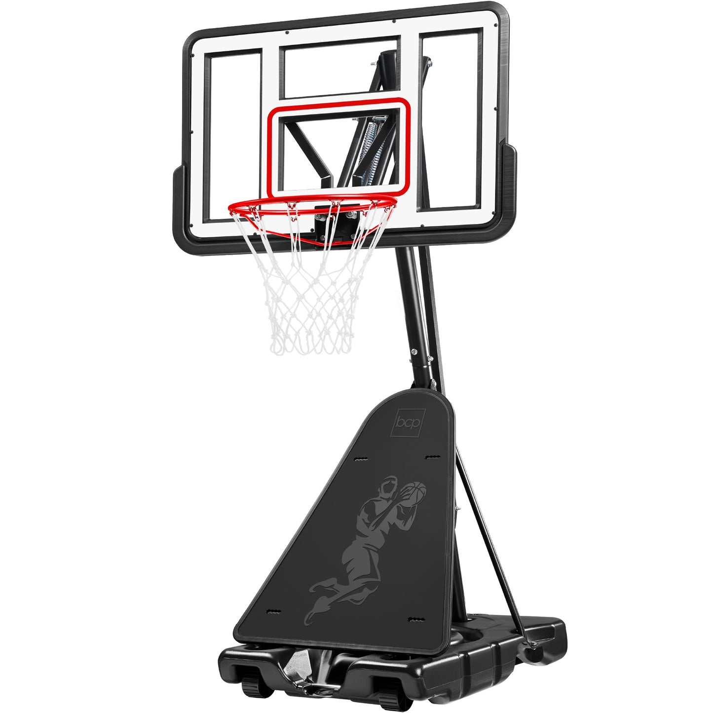 Adjustable 4.4-10ft Basketball Hoop, w/ Shatterproof Backboard, Ball Return