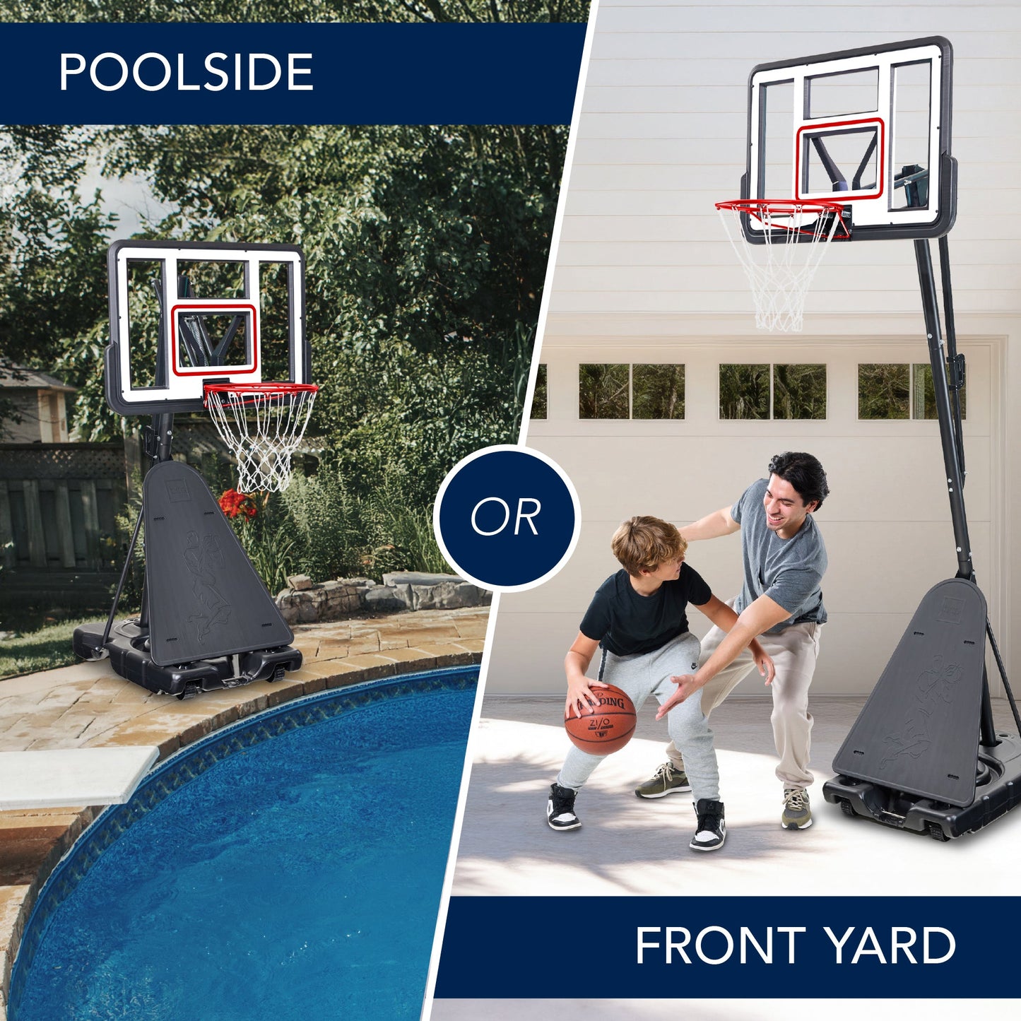 Adjustable 4.4-10ft Basketball Hoop, w/ Shatterproof Backboard, Ball Return