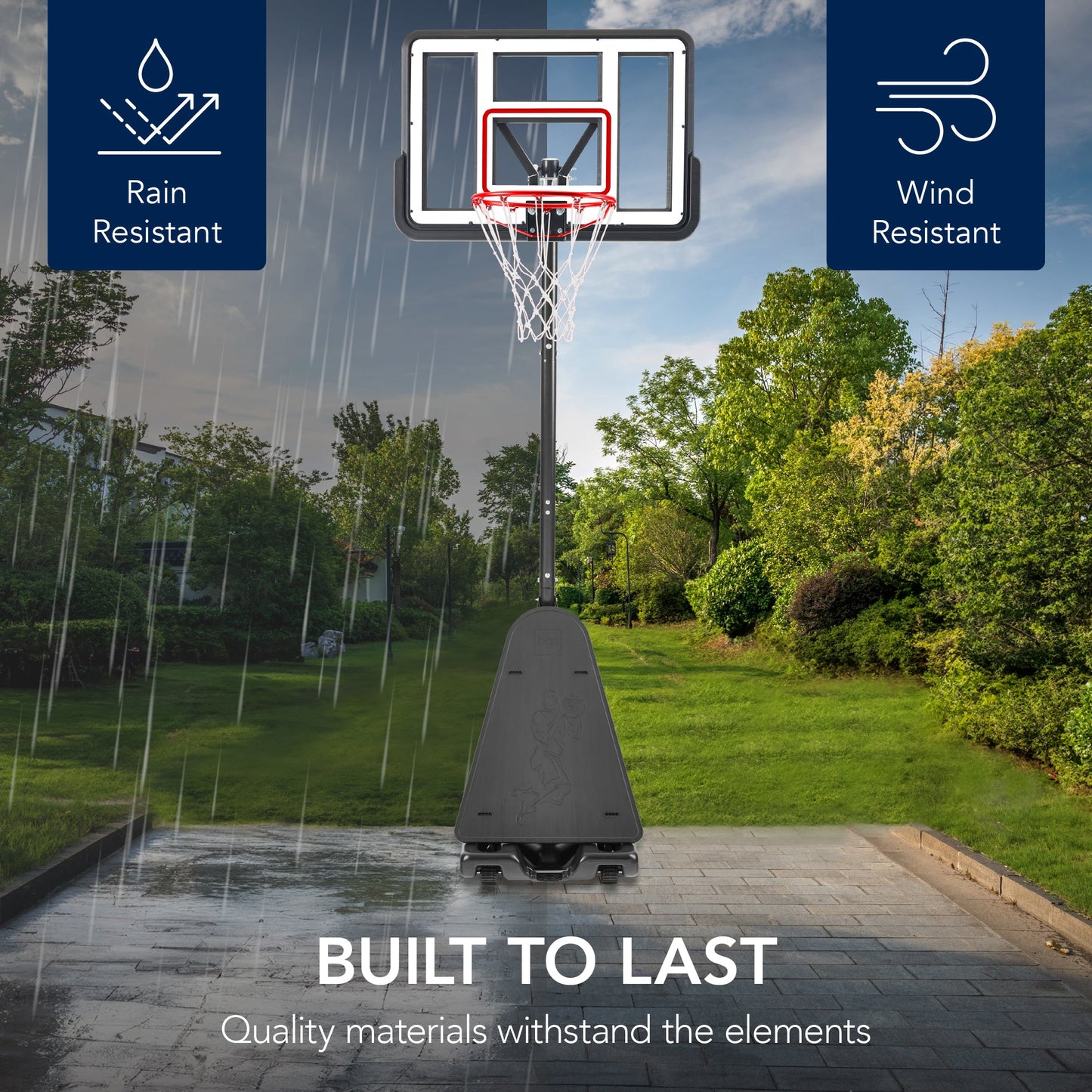 Adjustable 4.4-10ft Basketball Hoop, w/ Shatterproof Backboard, Ball Return