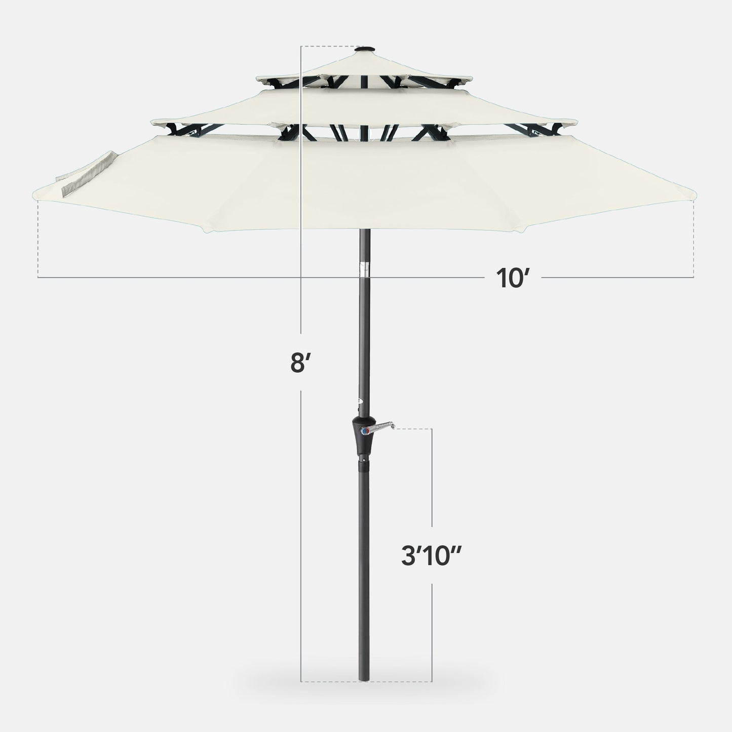 3-Tier Patio Umbrella w/ Tilt Adjustment, Crank - 10ft