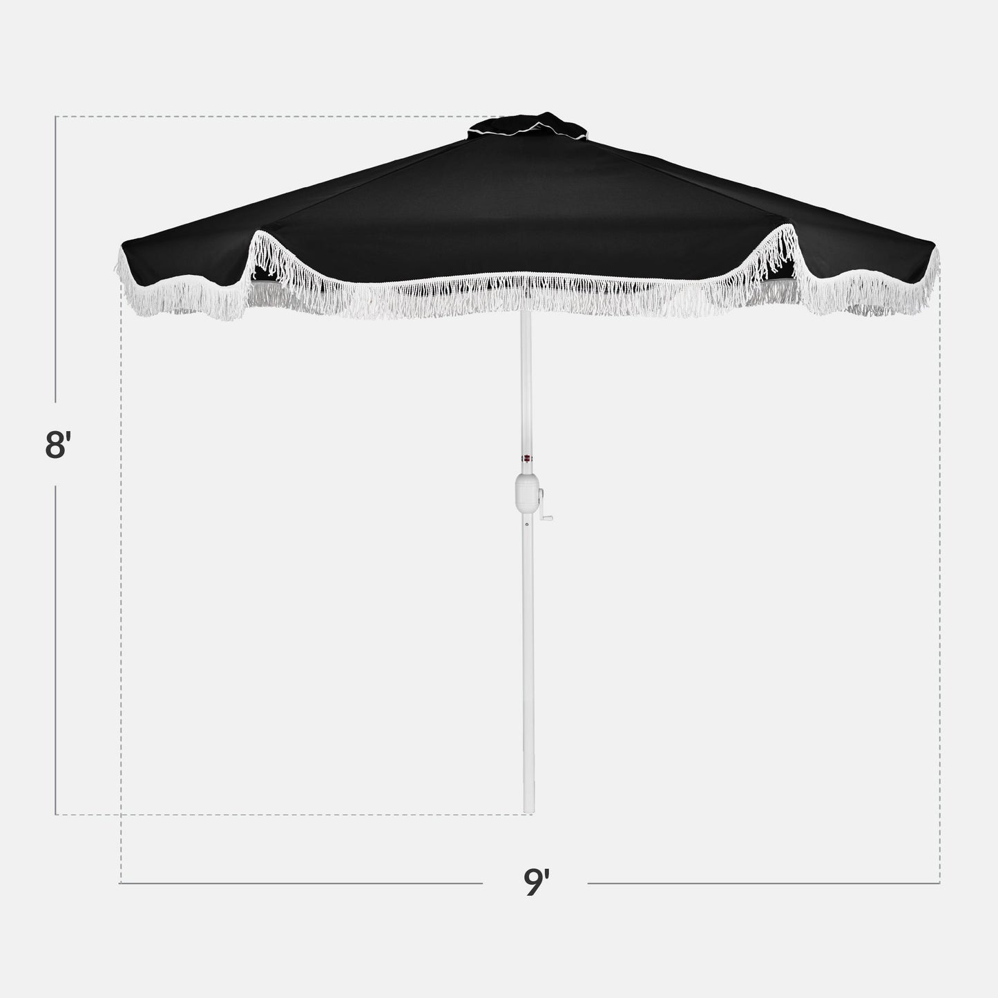 9ft Boho Fringe Umbrella Tilt, UPF50+, Steel Pole