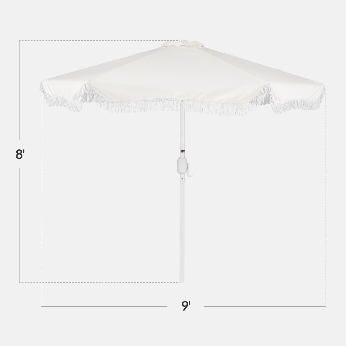 9ft Boho Fringe Umbrella Tilt, UPF50+, Steel Pole
