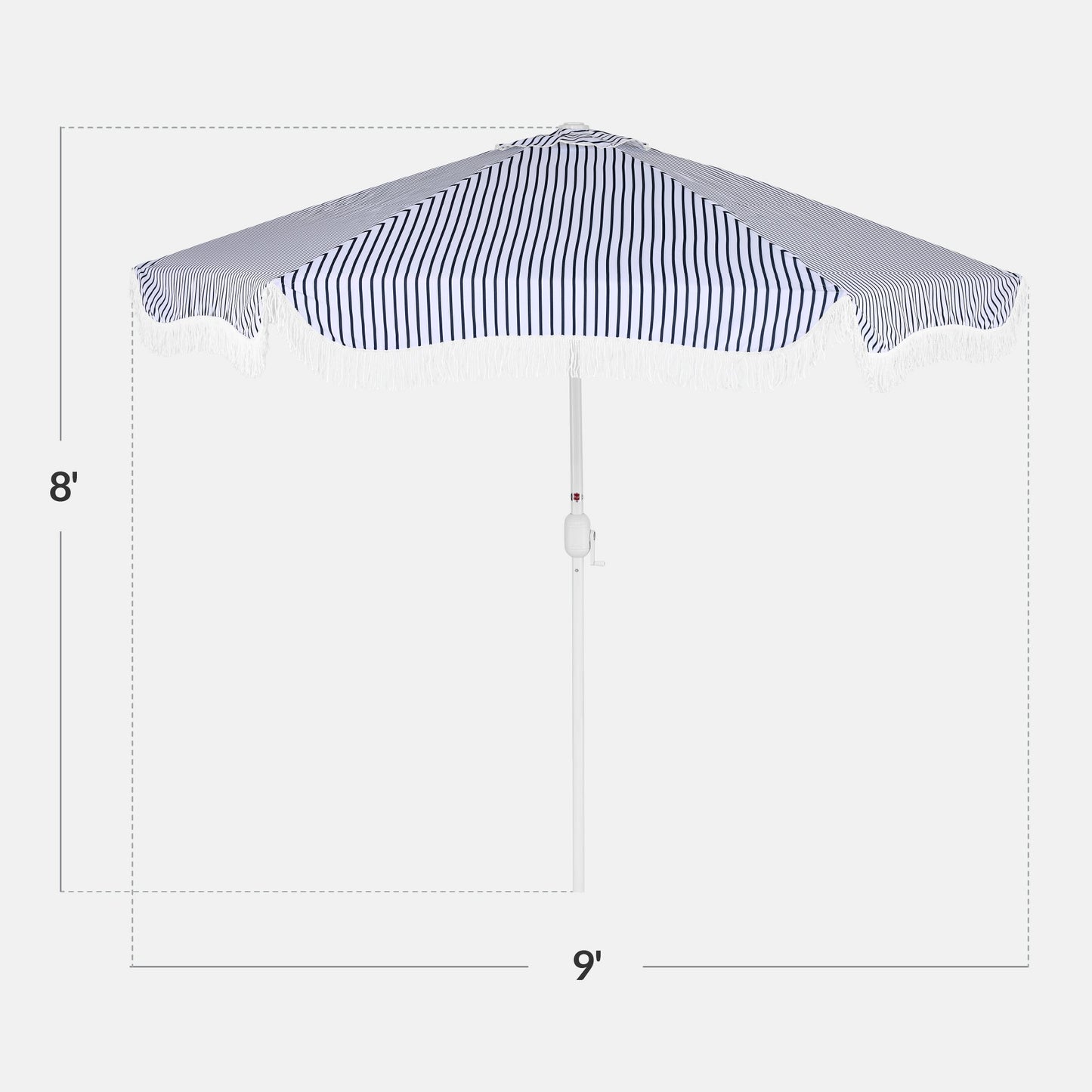 9ft Boho Fringe Umbrella Tilt, UPF50+, Steel Pole