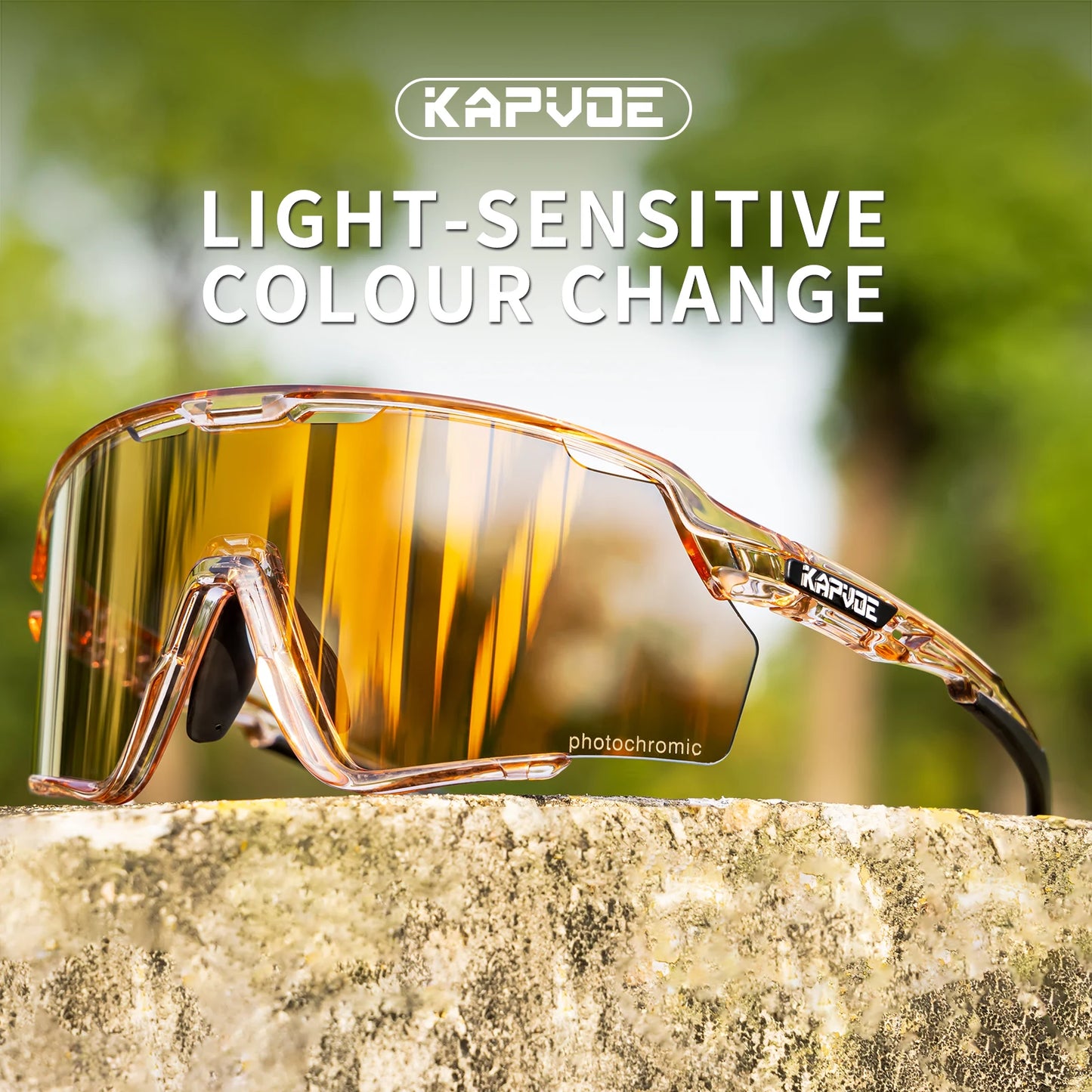 Kapvoe Photochromic Cycling Glasses – Silver Lens Sports Sunglasses for Men & Women