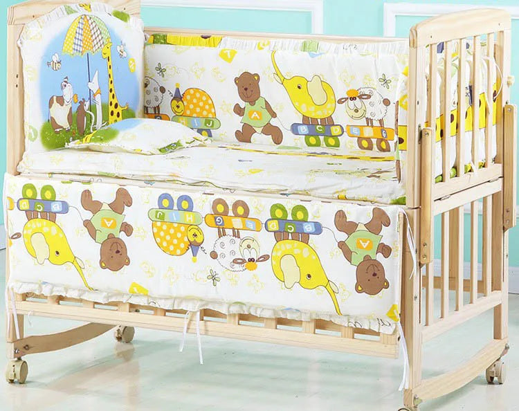 5pcs Cotton Baby Crib Bedding Set – Infant Bumpers & Safety Bed Fence Protector for Nursery Decor