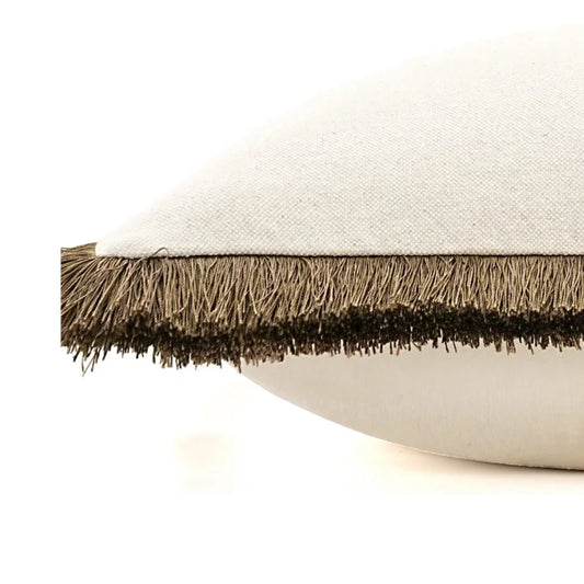 Luxurious Modern Decorative White Cushion Cover with Brown Frill