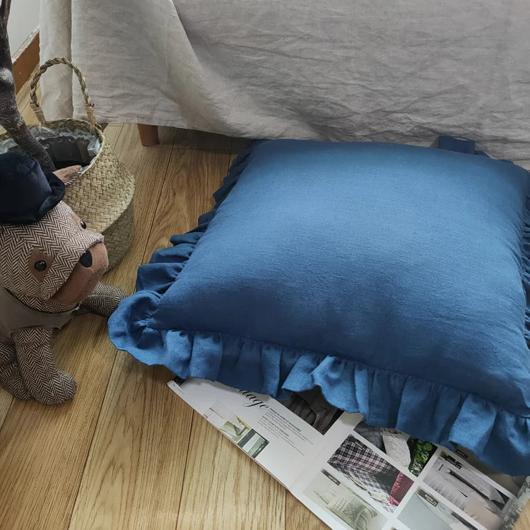 Soft Ruffled Pure Linen Cushion & Pillowcase Covers - 11 Colours