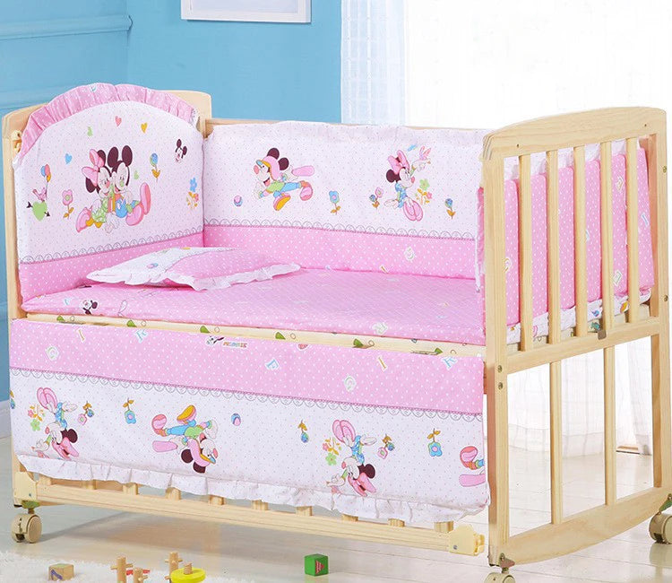 5pcs Cotton Baby Crib Bedding Set – Infant Bumpers & Safety Bed Fence Protector for Nursery Decor