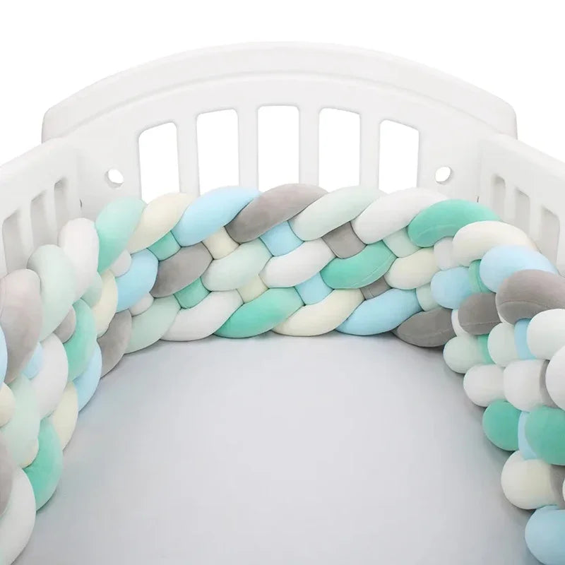 Braided Baby Crib Bumper – 300/400cm Soft Cushion Bed Protector for Newborns & Nursery Decoration