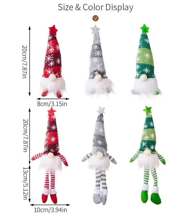 Christmas Gnome LED Ornament – Faceless Plush Doll Knitted Decoration for Tree & Home Holiday Gifts
