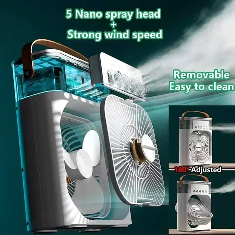 3-in-1 Portable Air Cooler – Mini Air Conditioner Fan with Humidifier & LED Night Light