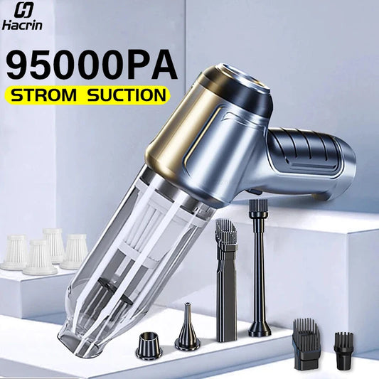Portable Car Vacuum Cleaner – Wireless Handheld 95000PA Suction with Blower