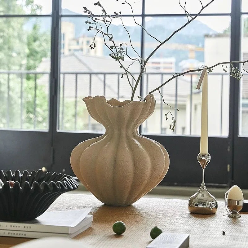 Creamy White Lotus Inspired Ceramic Flower Vase - 2 Sizes