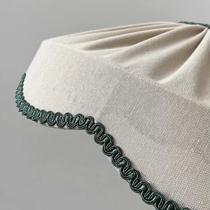 Modern Wabi Sabi Handmade Pendant Light with Green Scalloped Stitching - 3 Sizes