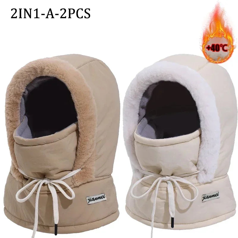 Thermal Balaclava Hood – Windproof Plush Ski Mask & Neck Warmer for Outdoor Winter Sports