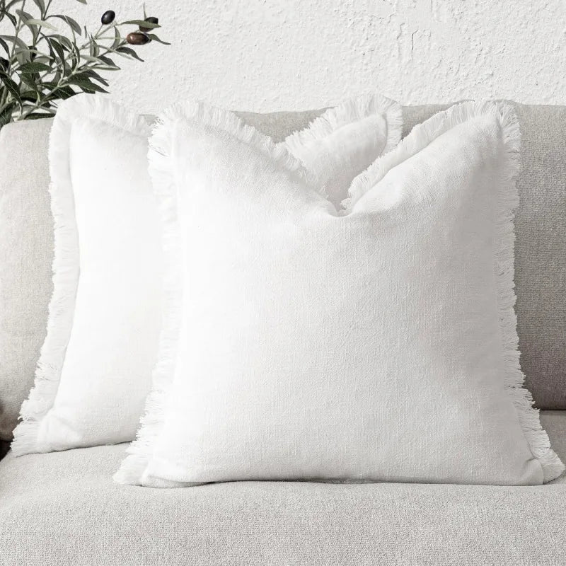 Decorative Nordic Frill Cotton & Linen Cushion Covers - 5 Colours