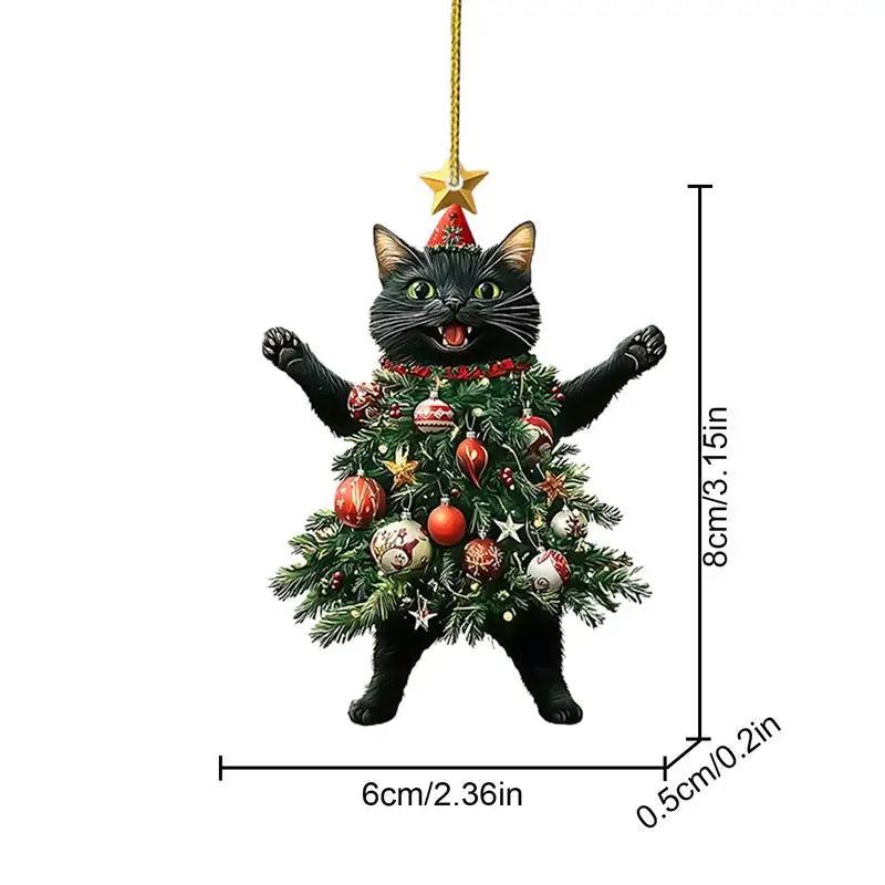 Cute Cat Christmas Ornament – Hanging Pendant for Tree, Car, Backpack & Home Decoration Holiday Gift